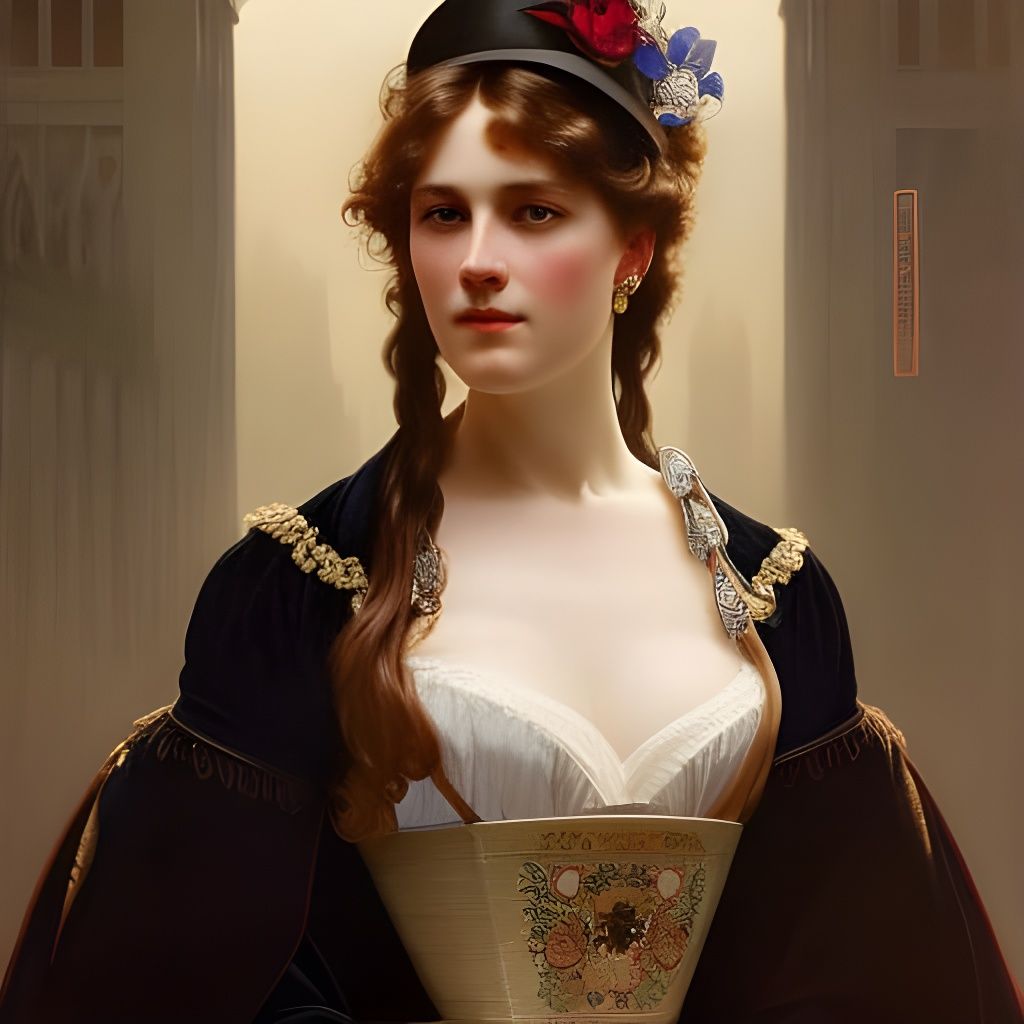 Suffragette Portrait in 1875, Art Nouveau Style