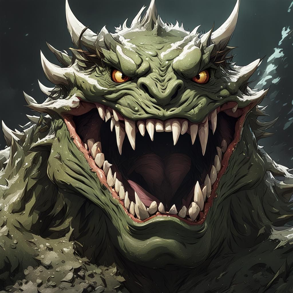 Anime Character Holding Monster Mouth in Surprise