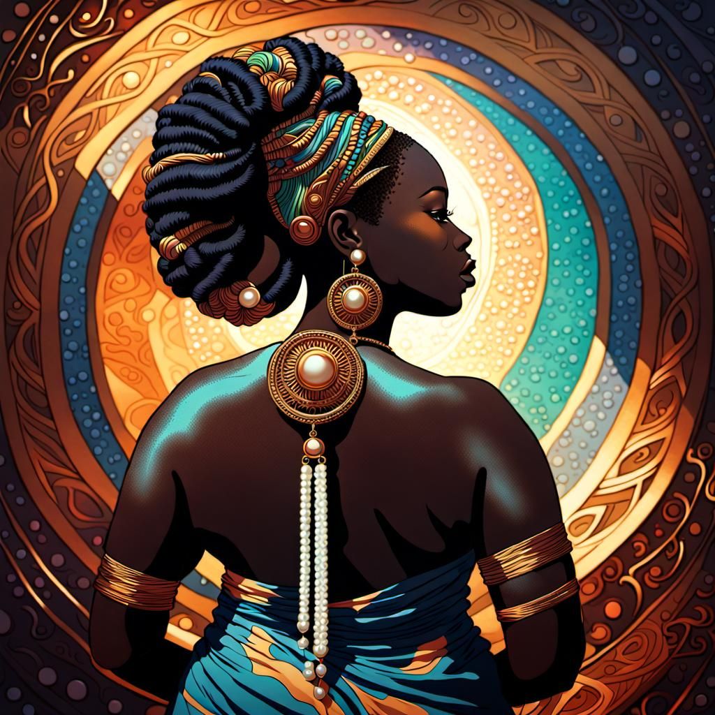 Pearl Adorned Woman in Neoclassical Style