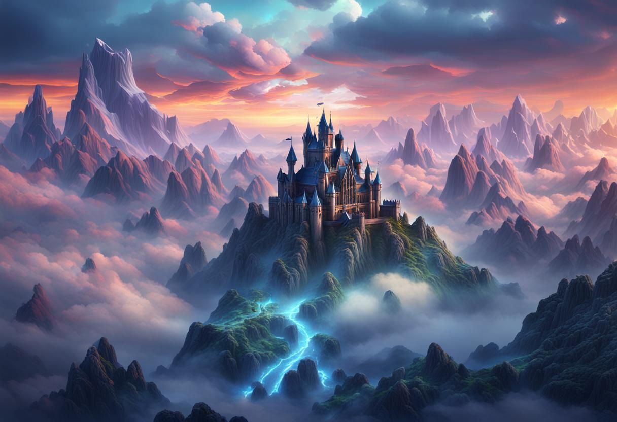 Prismatic Phantom Fantasy Landscape in Clouds