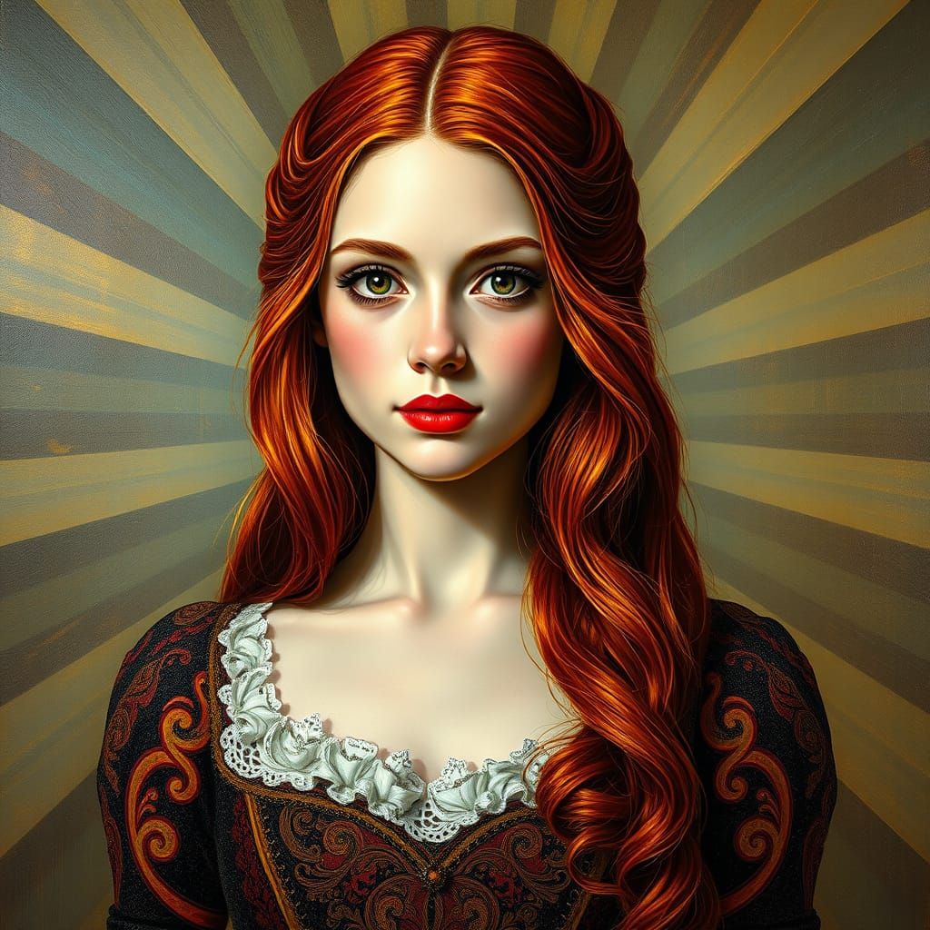 Victorian Woman Portrait in Neo-Impressionist Style