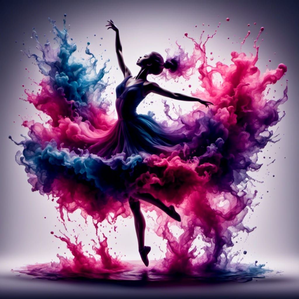 Watercolor Ink Silhouette of a Ballerina