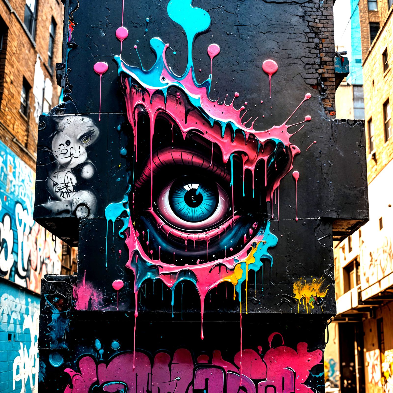 Colorful Street Art Graffiti with Melting Effect