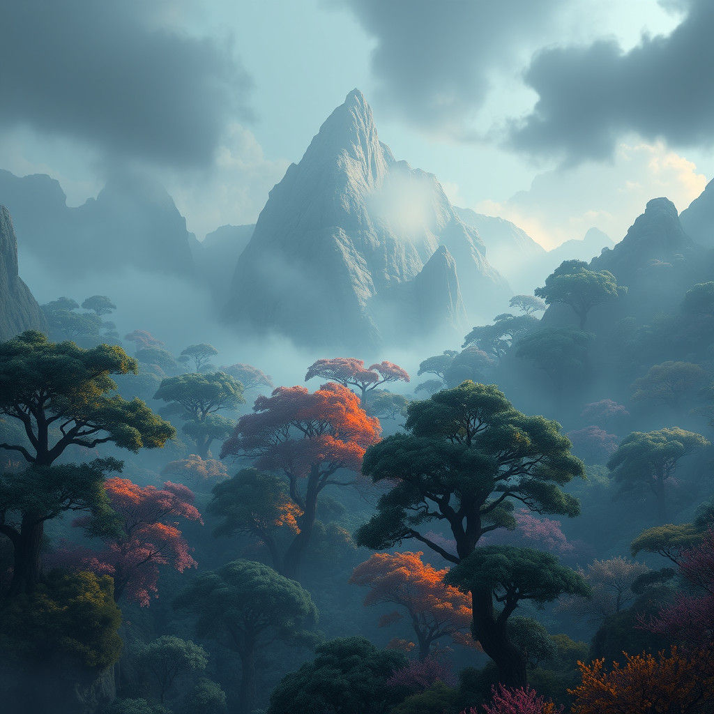 Mystical Landscape with Ancient Trees, Matte Painting