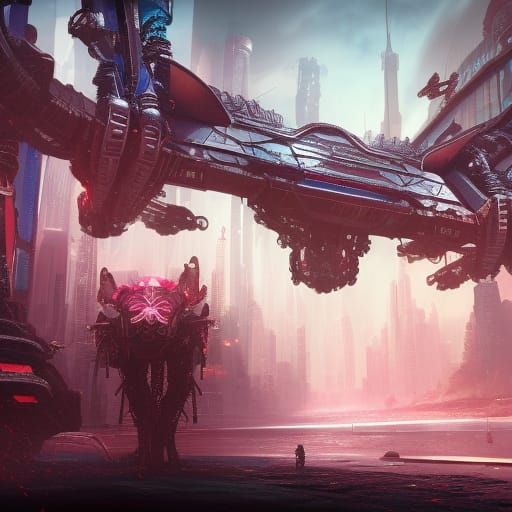 Cyberpunk Insect: Detailed Matte Painting in Deep Color