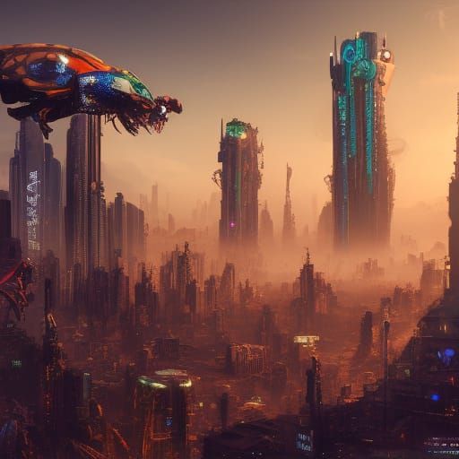 Cyberpunk Insect in Detailed Matte Painting Style