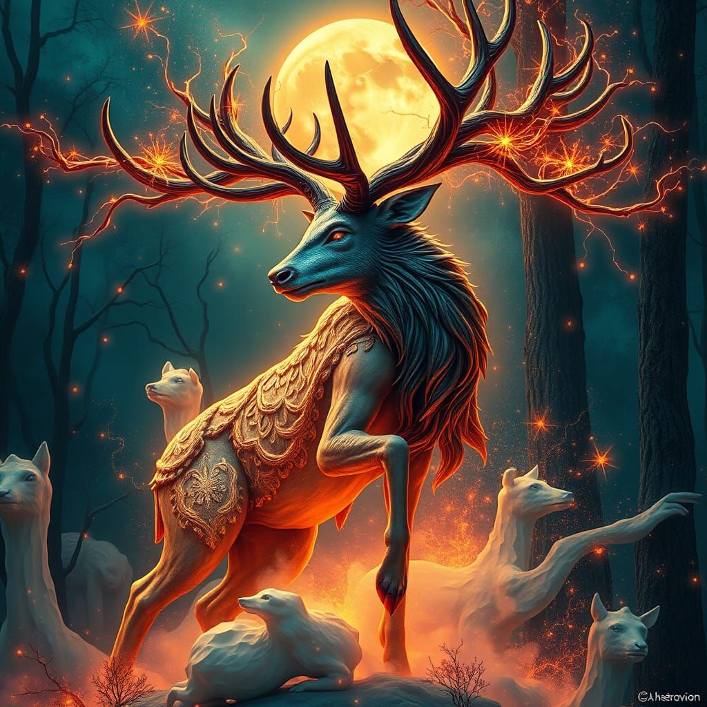 Enchanted Herne in Vibrant Art Nouveau Style