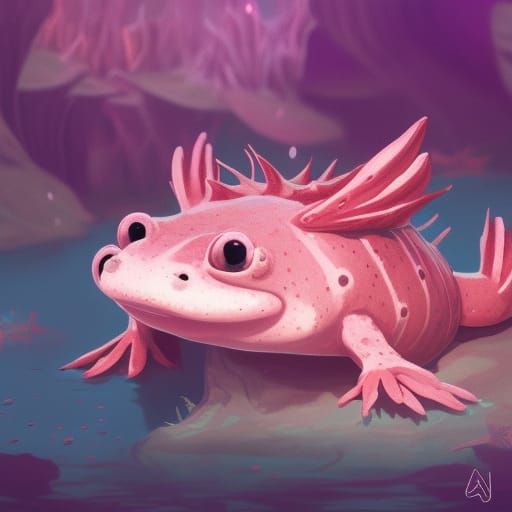Detailed Cute Axolotl in Fantasy Concept Art