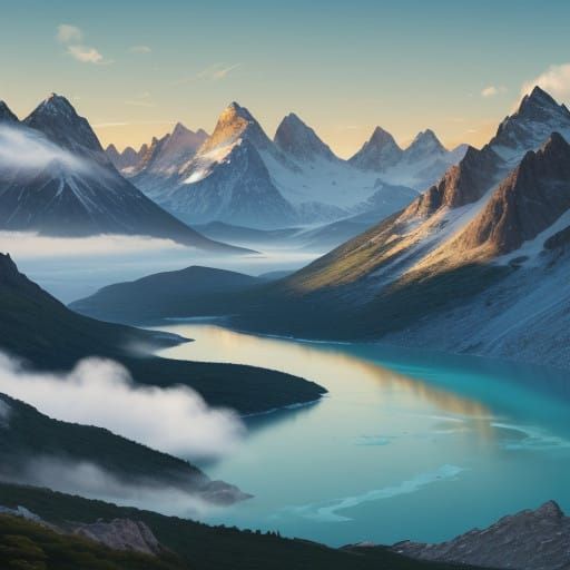 Ethereal Peaks of Parco Nazionale Los Glaciares in a Traditi...