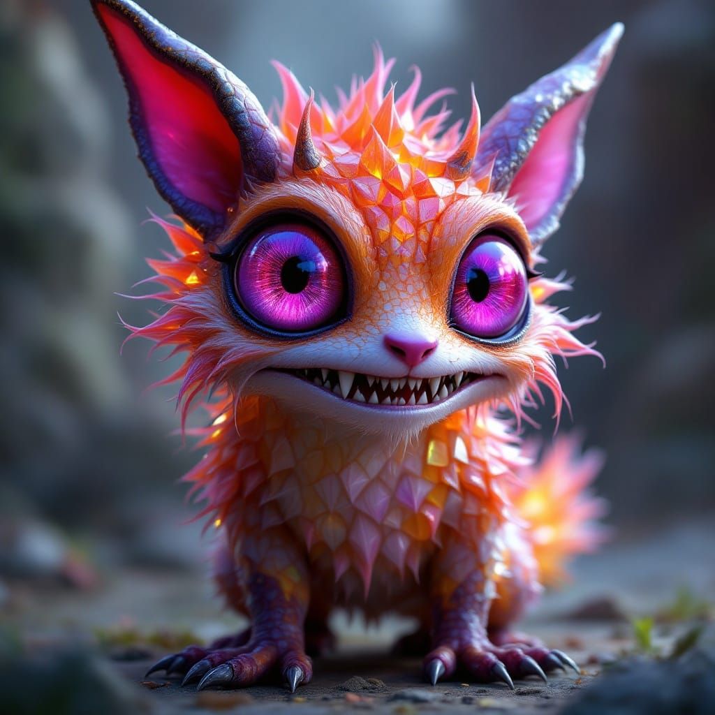 Mystical Creature in Vibrant Anime-Inspired Fantasy Landscap...