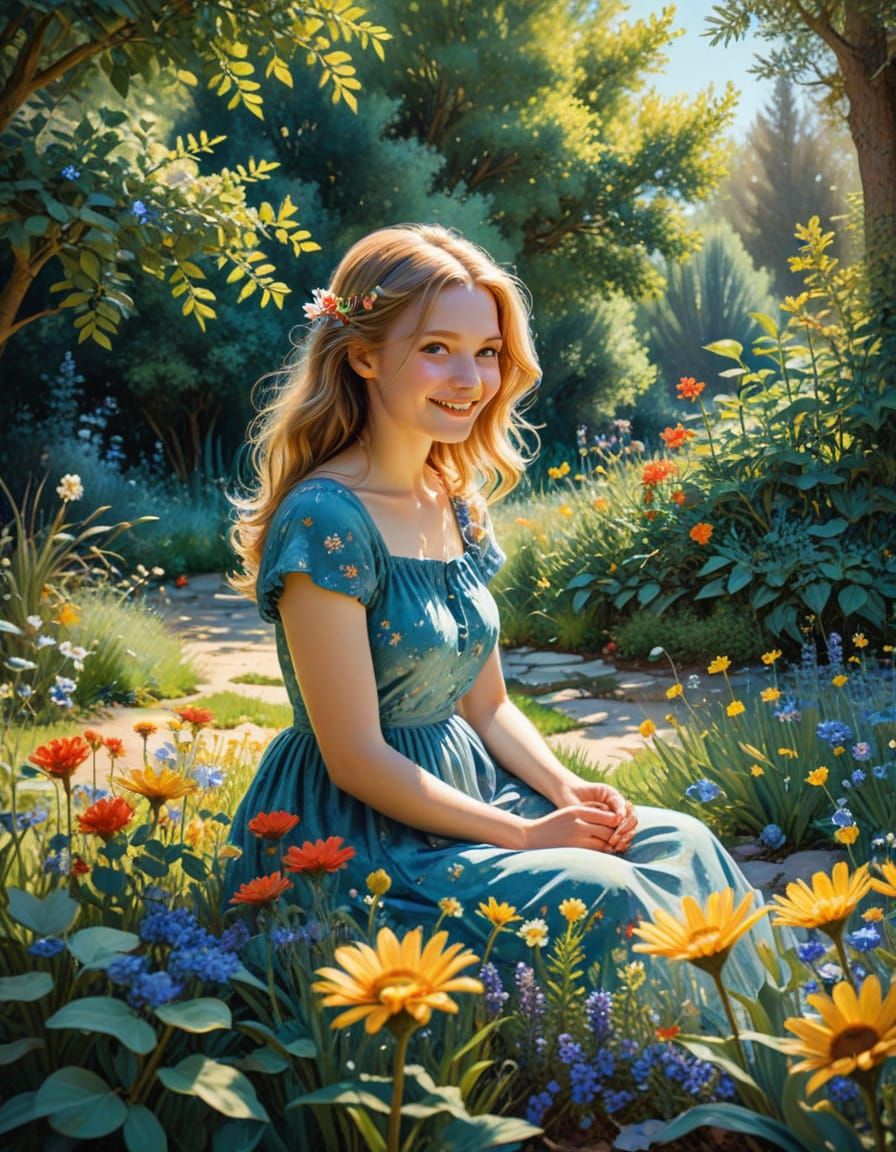 Sunny Whimsy in a Lush Garden