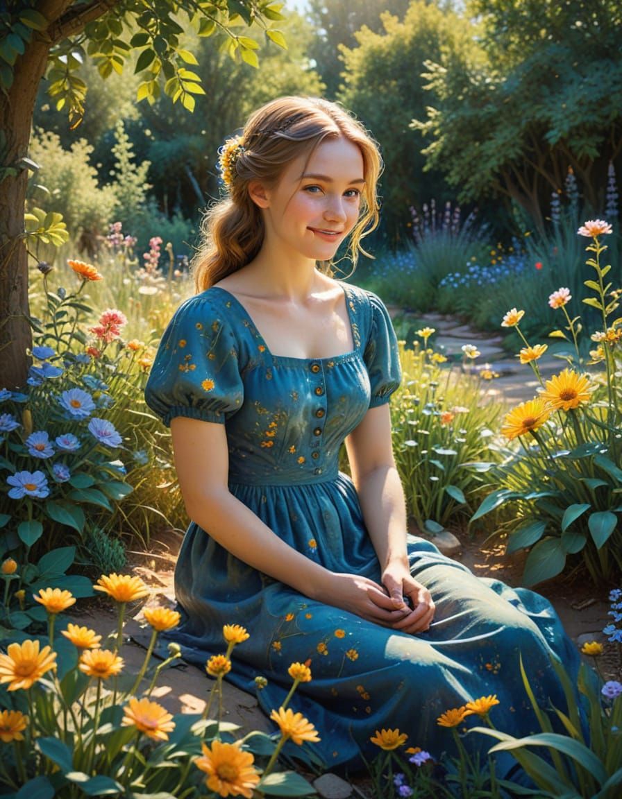 Sunny Whimsy in a Vibrant Watercolor Garden