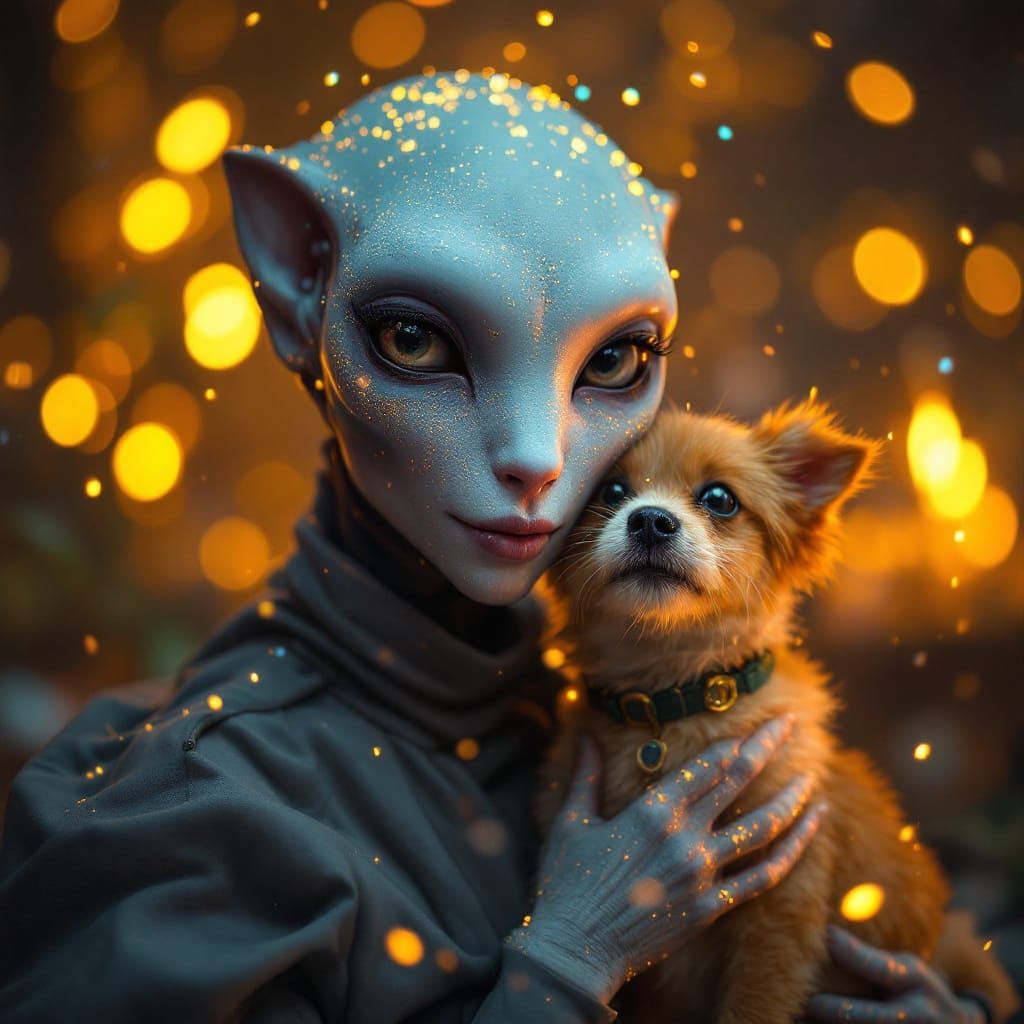 Smiling Aliens at Party in Futuristic House