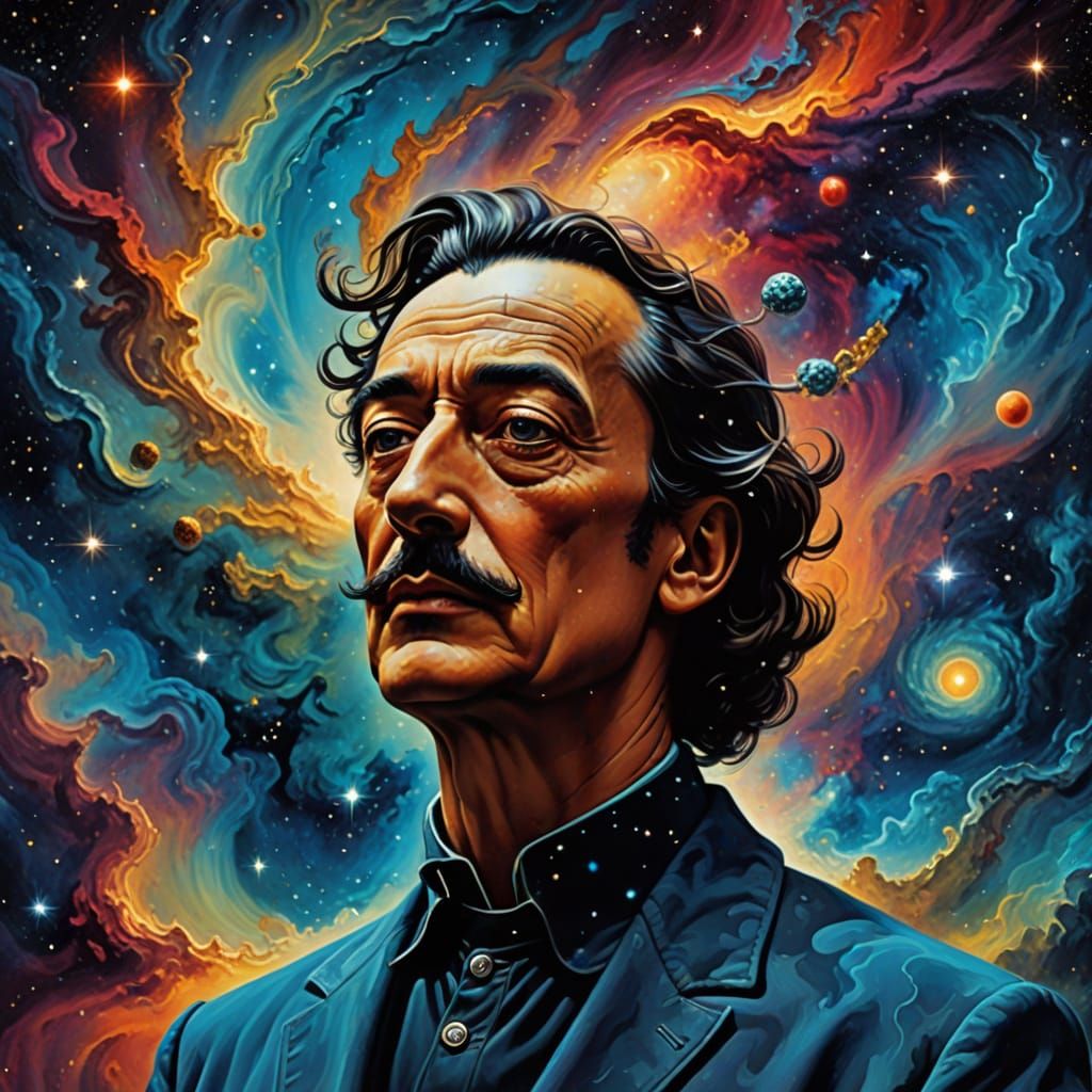 Galactic Portrait in Cosmic Surrealism Style