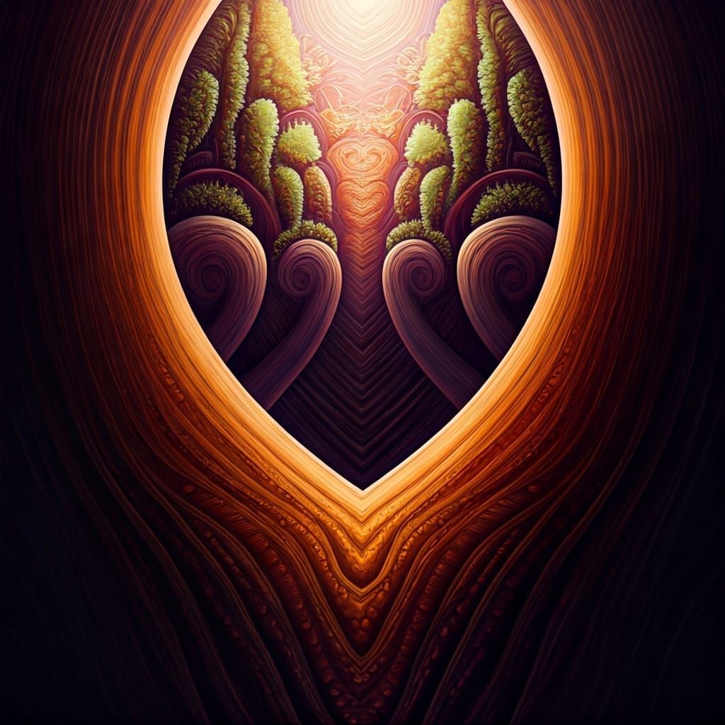 Love Heart in Gouache Style with Euclidean Geometry