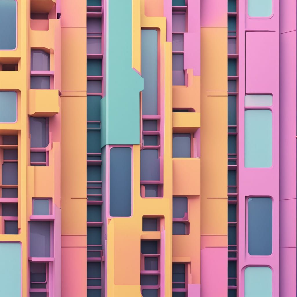 Vertical Cityscapes in Pastel Hues