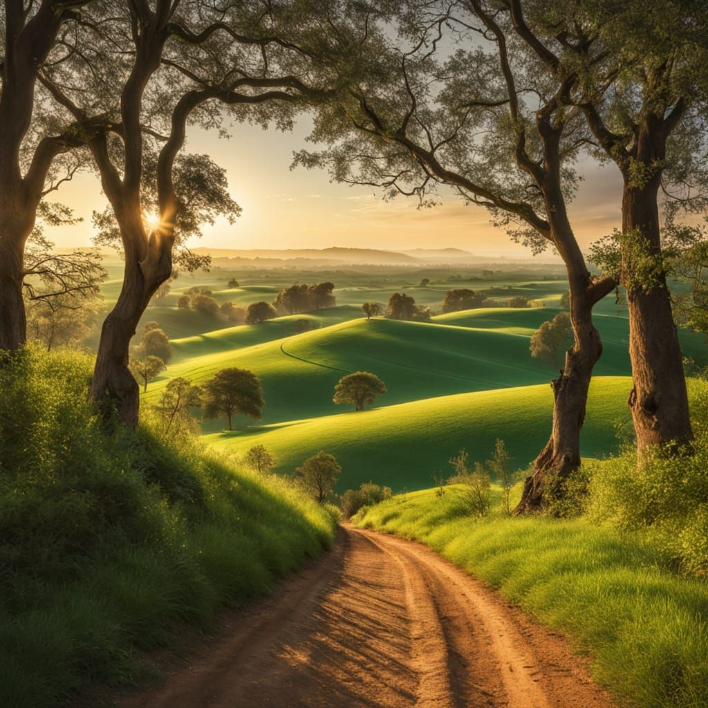 Vibrant Green Hills Panorama