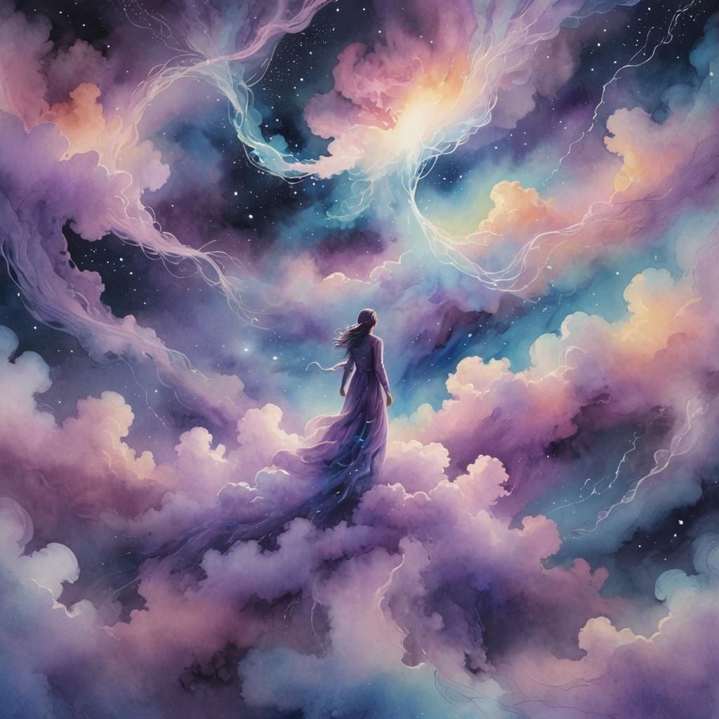 Ethereal Cosmic Being in Vibrant Astral Realm