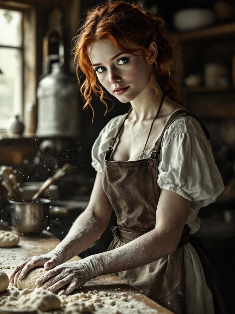Redhead Baker in Retro-Modern Portrait Style