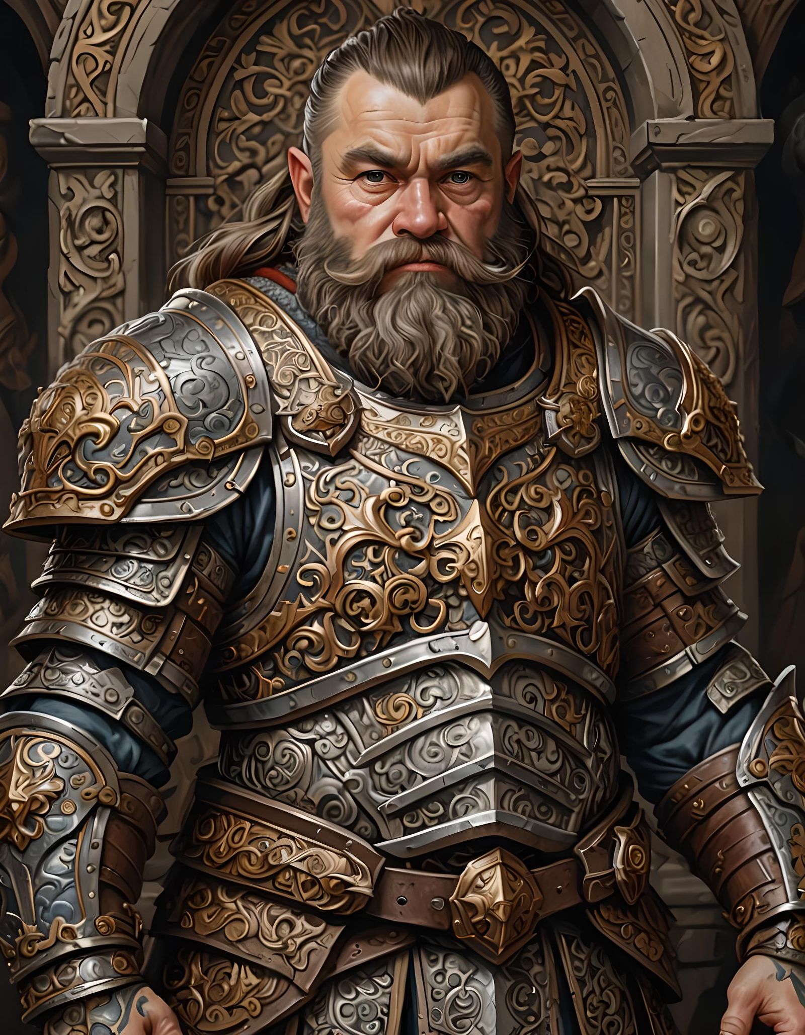 Proud Armored Dwarf in Classical Painting Style