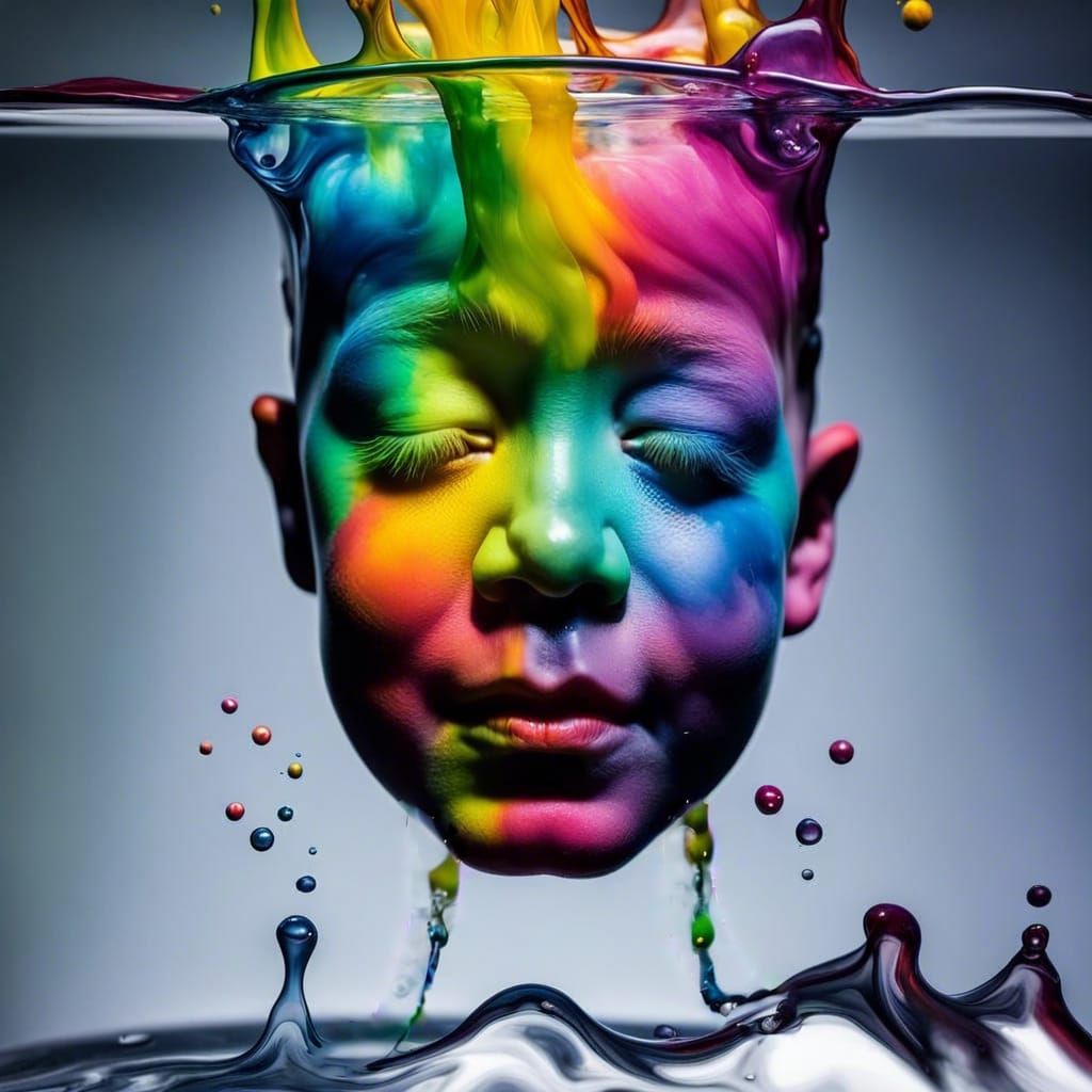 Rainbow Ink Swirl Abstract Image