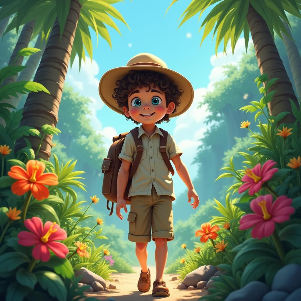 Jungle Explorer: A Vibrant Digital Illustration