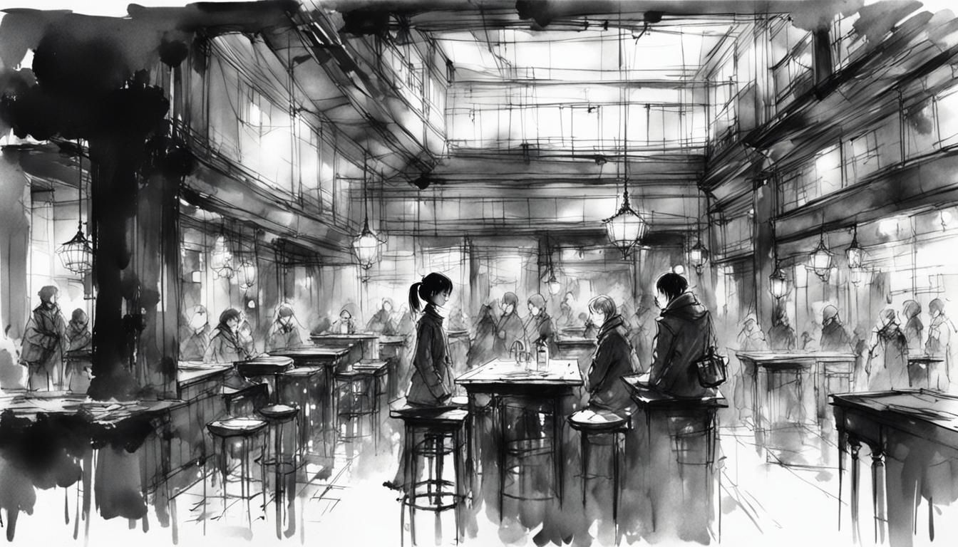 Pretty Girl in Night, Sumi-e Concept Art