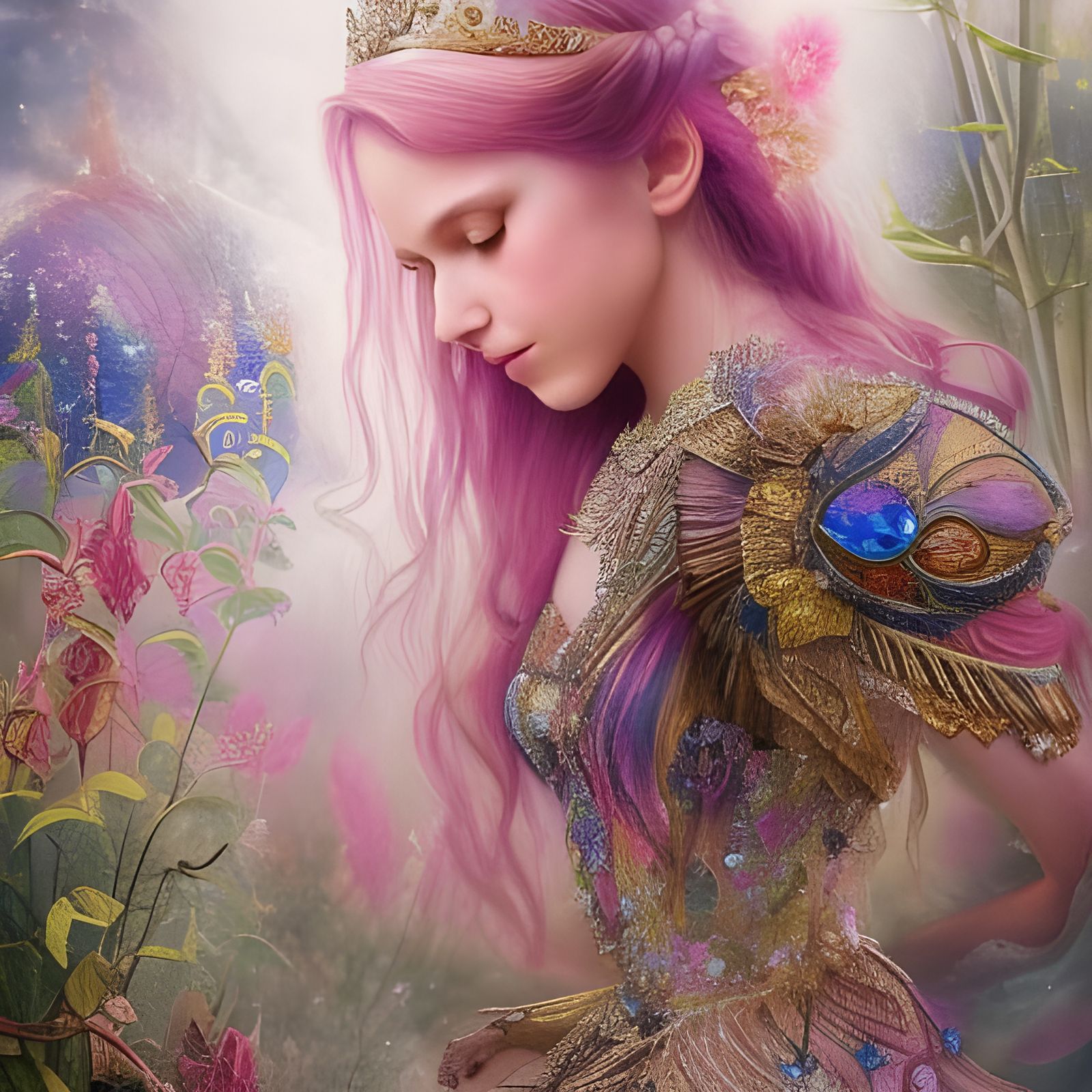 Fantasy Princess in Surreal Watercolour Illustration