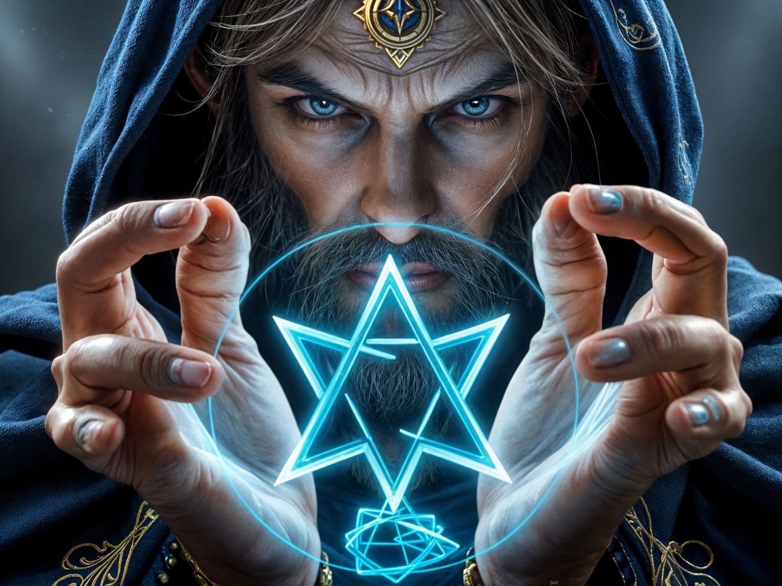 Half-Elven Mage Conjuring Arcane Magic