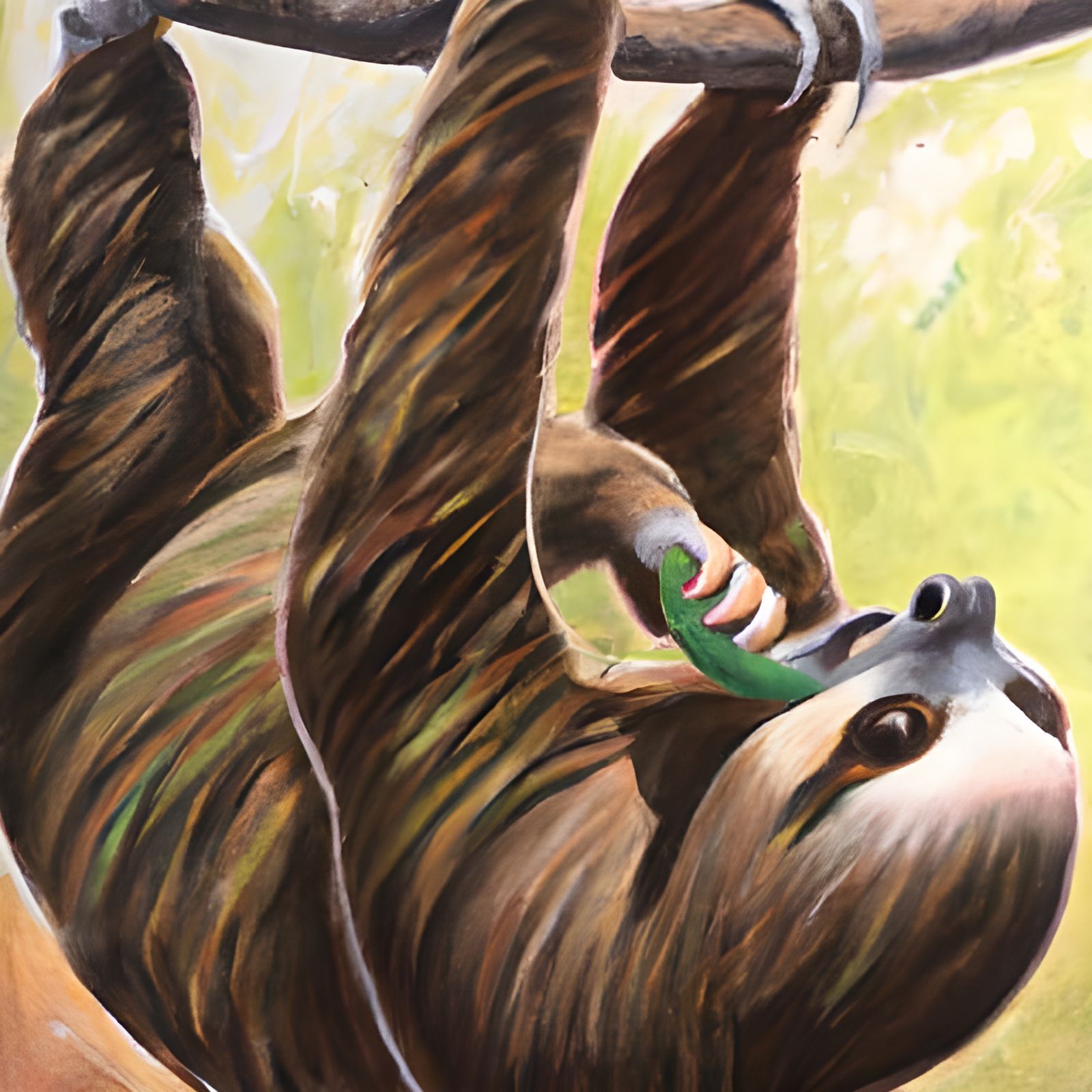Sloth Eating Lettuce