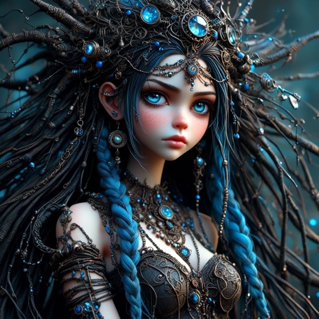 Biopunk Fantasy Villain with Braided Hair