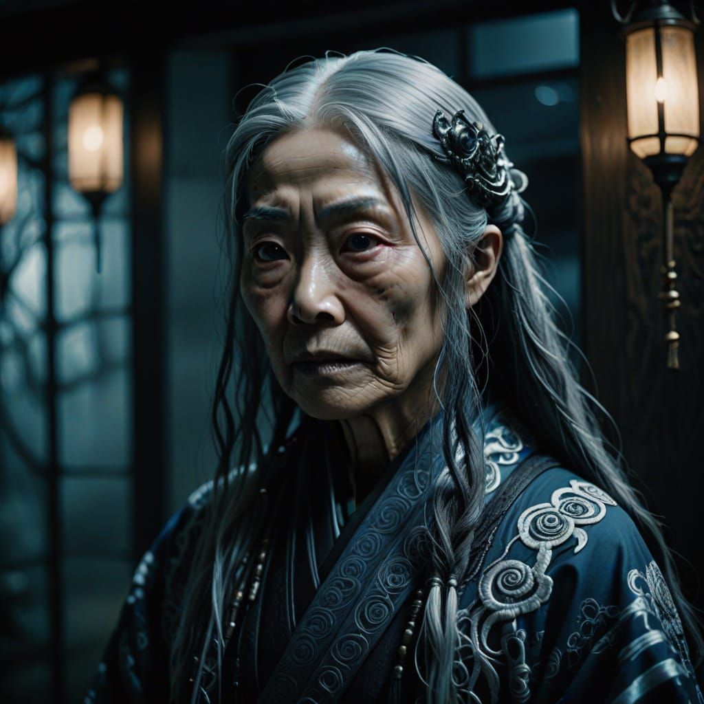 Yuki-Onna Portrait with Mystical Blue Eyes