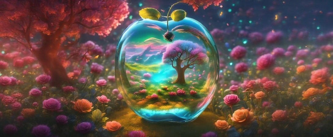 Winter Garden Scene Symbolizing Seasons