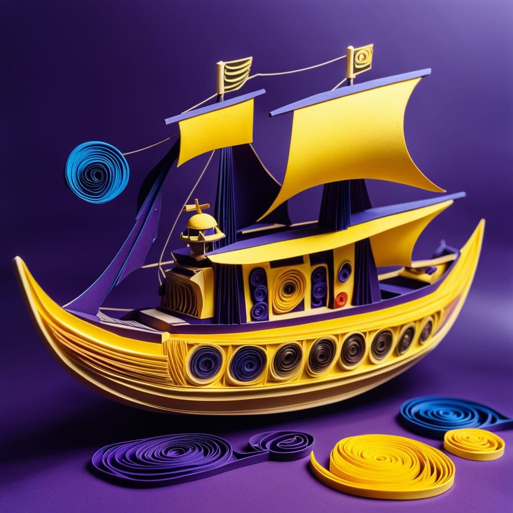 Space Pirate Ship in Art Deco Solarpunk Style