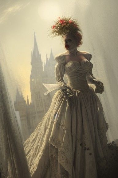 Monstrous Bride Portrait in Dark Magic Style