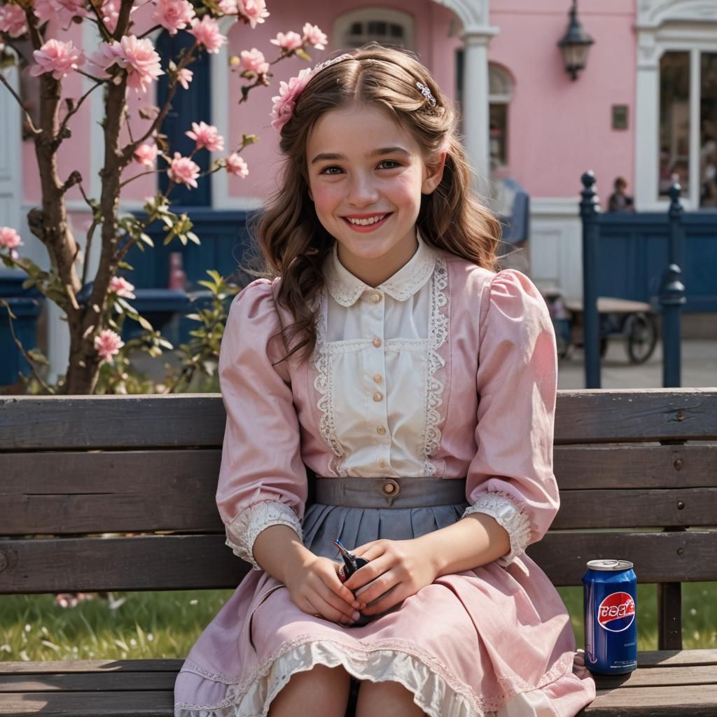 Victorian Girl with Pepsi: A Nostalgic Macro Photograph