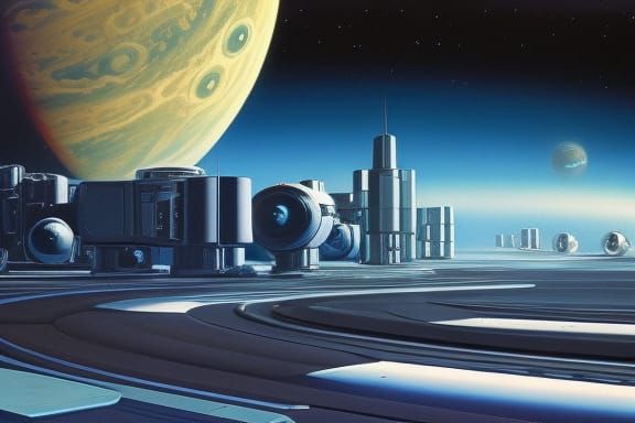 Futuristic Lunar Colony Under Cosmic Skies