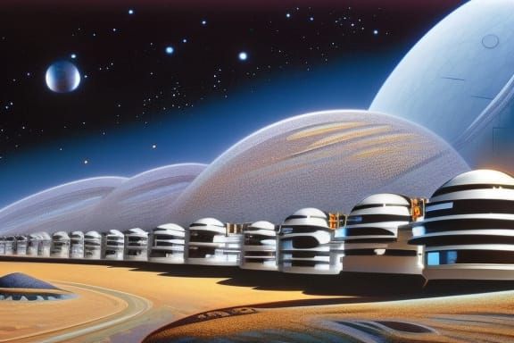 Futuristic Lunar Colony in Space Art Style