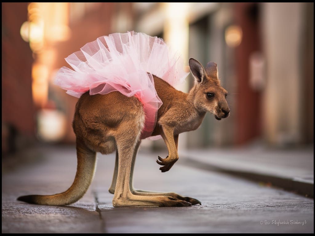 Graceful Kangaroo Ballerina in Urban Gymnastics Photo