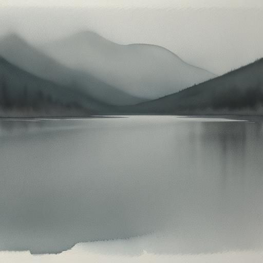 Watercolor Reflections of a Rainy Lake