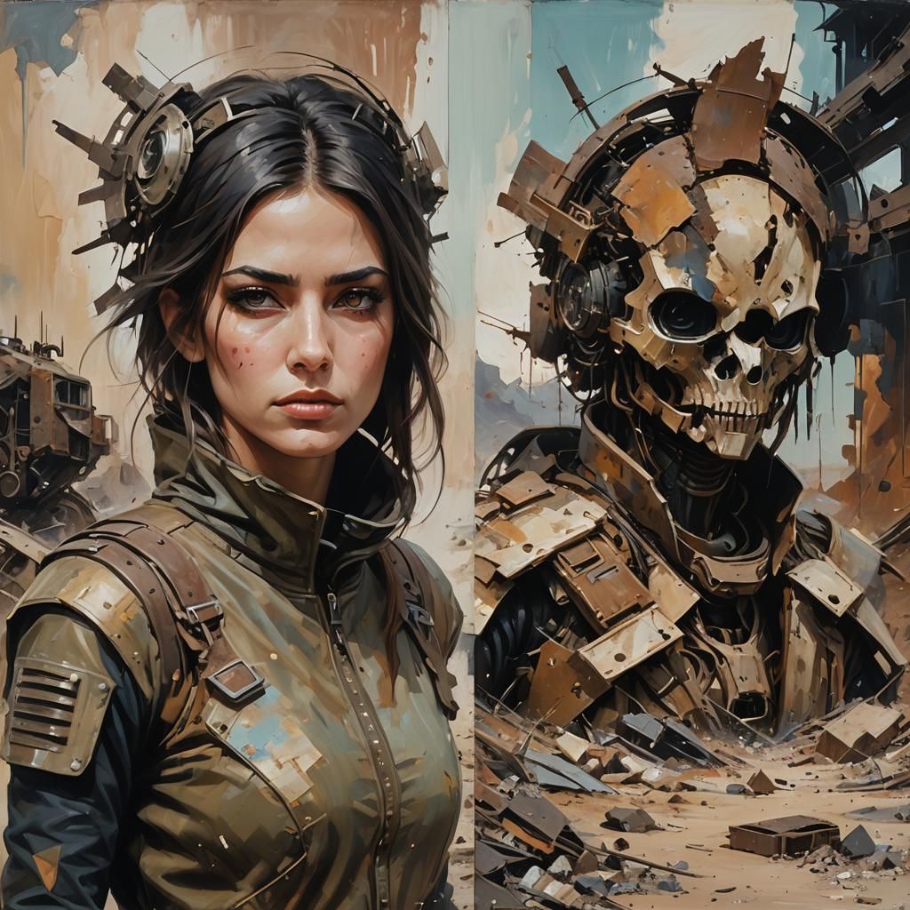 Wasteland Character in Abstract Style Painting