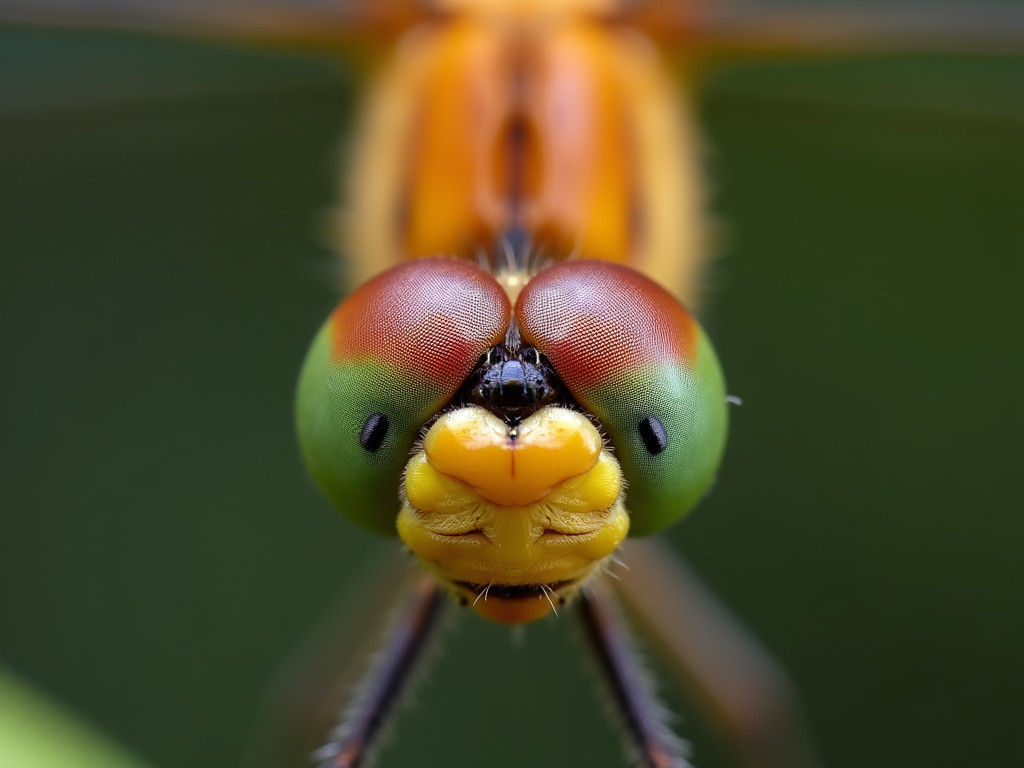 Dragonfly Macro Headshot with Precise Detail