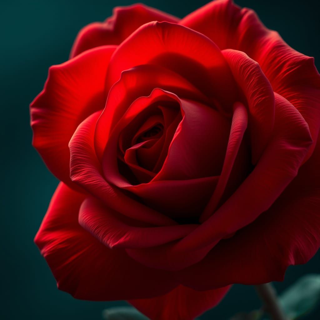 A Deep Crimson Rose in Fantasy Art Style