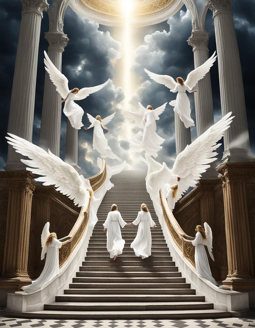 Angels on Heavenly Staircase: Digital Rendering