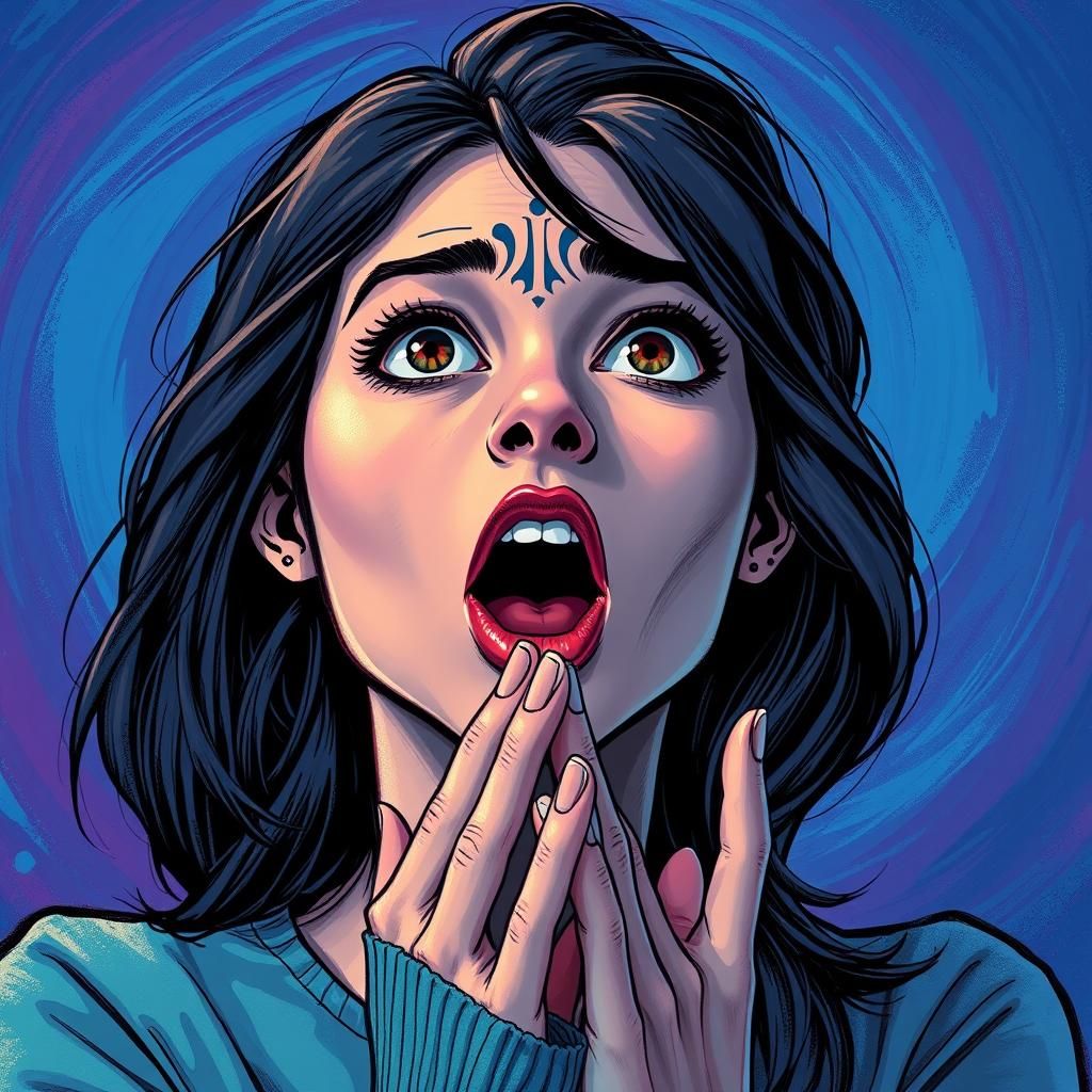 Amazed Woman in Awe-Inspiring Graphic Novel Art