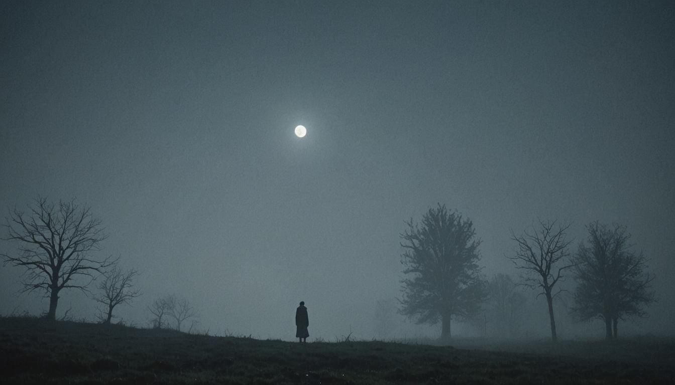 Eerie Gothic Horror Landscape with Ominous Figure