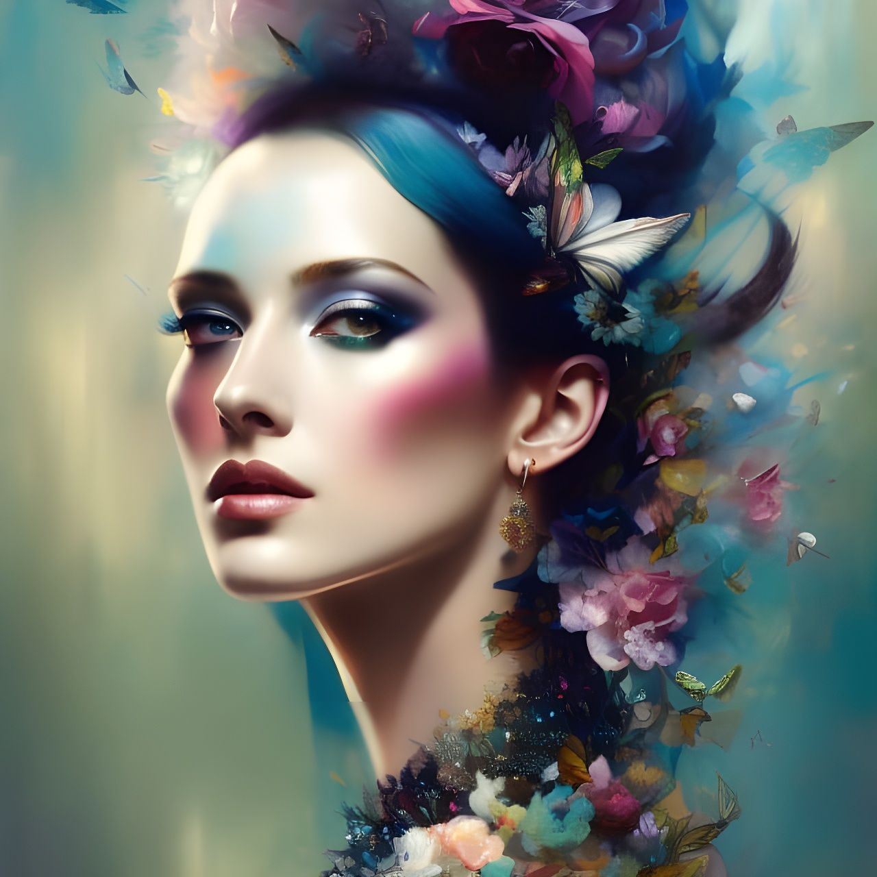 Pastel Goddess Portrait: Hyperrealistic Masterpiece
