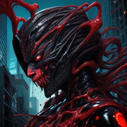 Carnage Destroying City: Surreal Comic Book Art