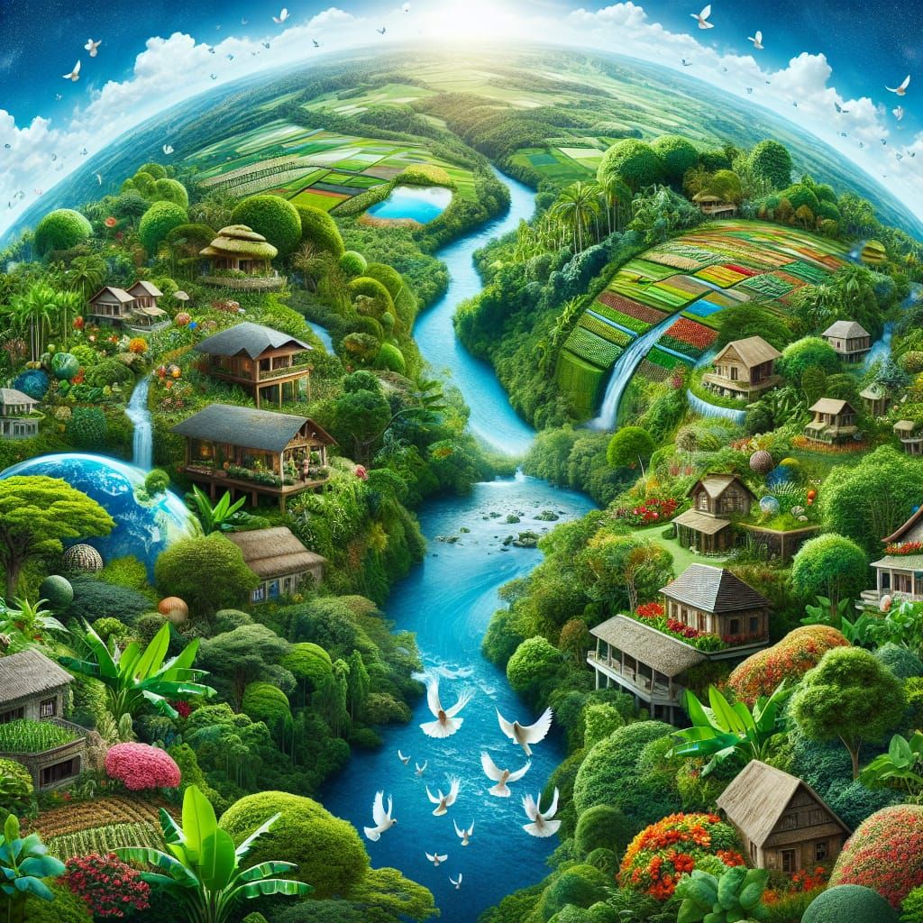 Earth Day Panorama: Harmony, Food Security, and Peace