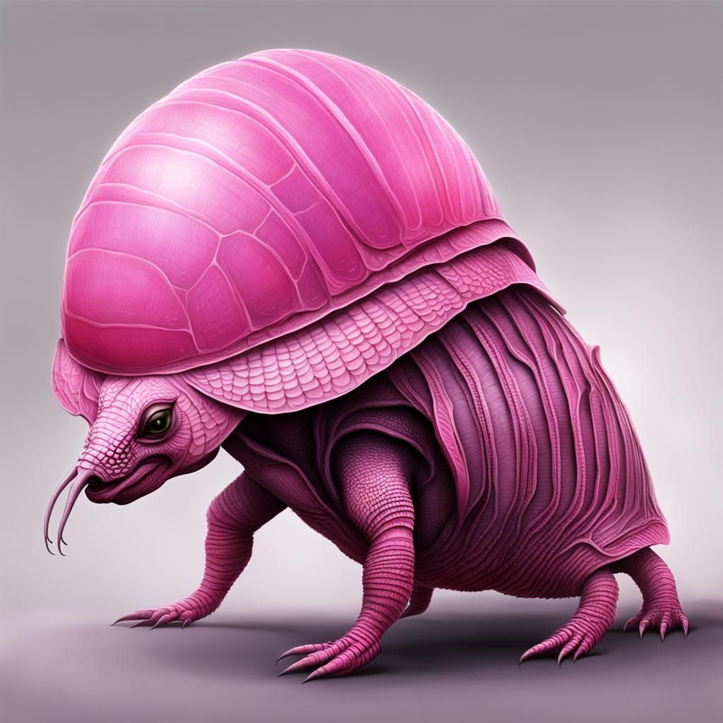 Pink Fairy Armadillo Aliens on Exoplanet: Scientific Illustr...